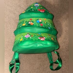 Loungefly Disney Green Holiday Backpack with Red and Blue Details
